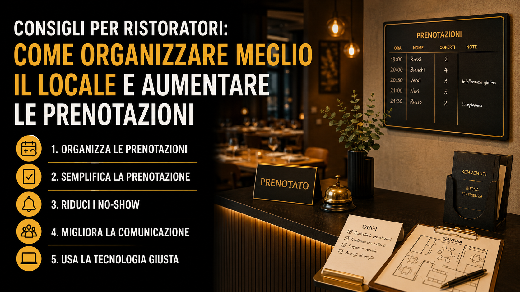 Consigli per ristoratori: come organizzare meglio il locale e aumentare le prenotazioni